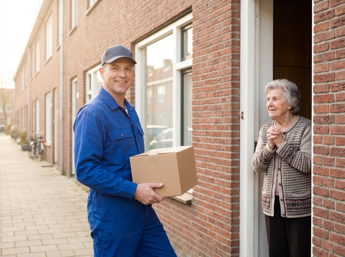 Service — vriendelijke verhuizer helpt